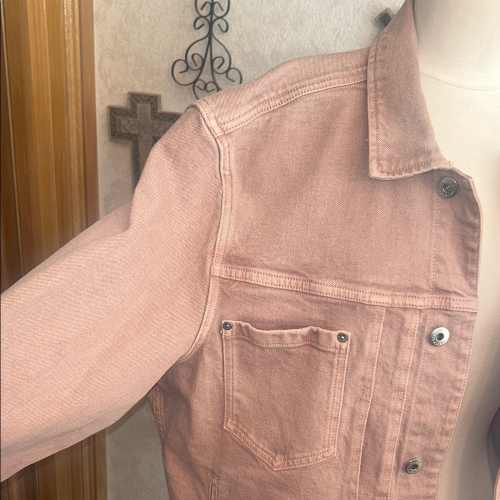 ALL SAINTS Prado Smokey Pink Denim JACKET Size XL - Picture 9 of 16